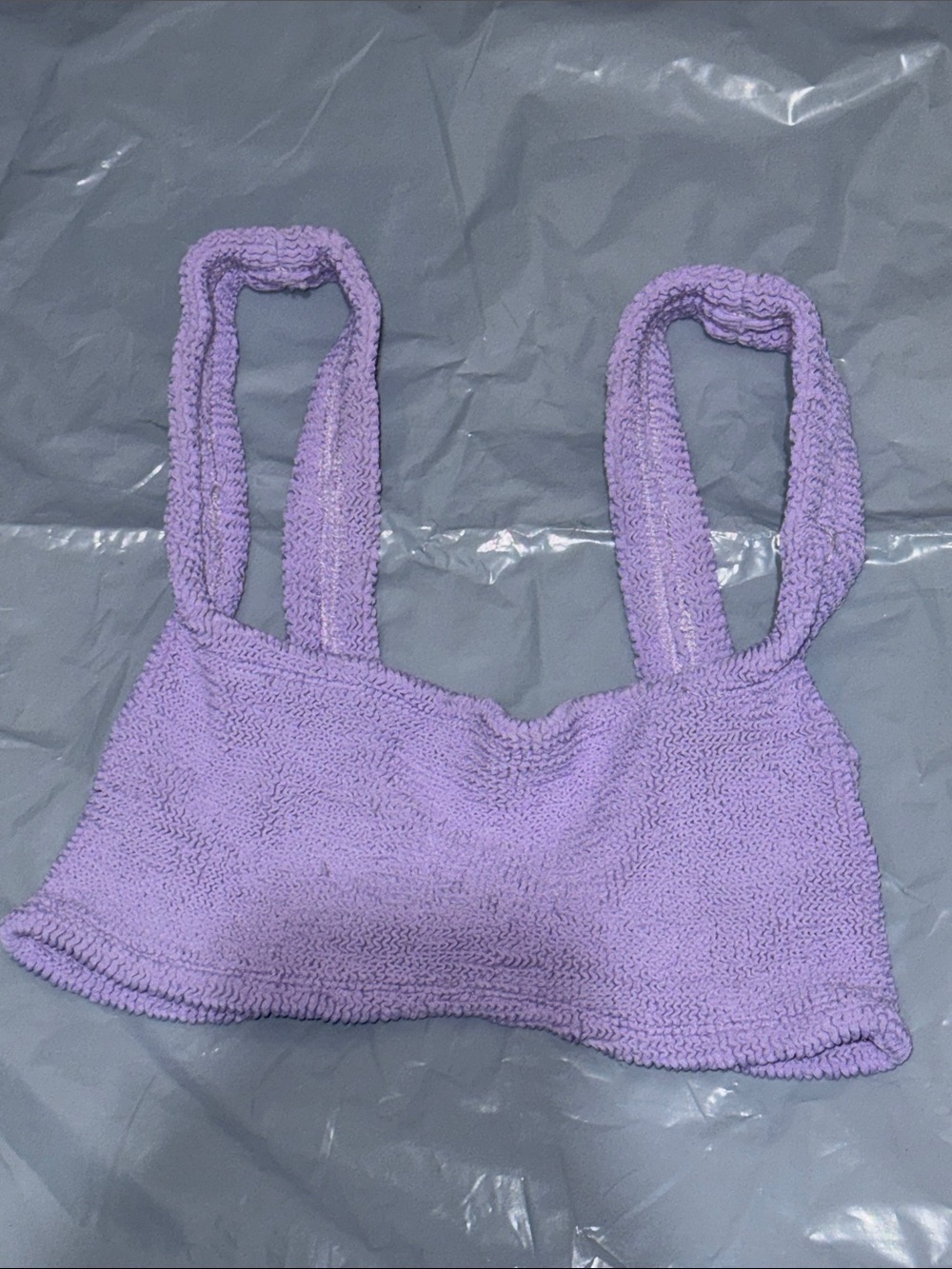 Hunza G Lavender Knit Bikini Top